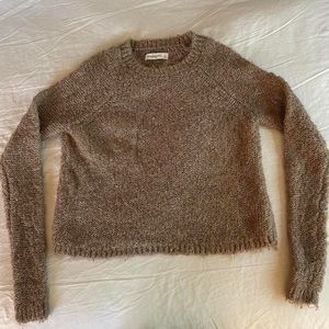 Abercrombie Tan Sweater With Gold Thread, Size Small